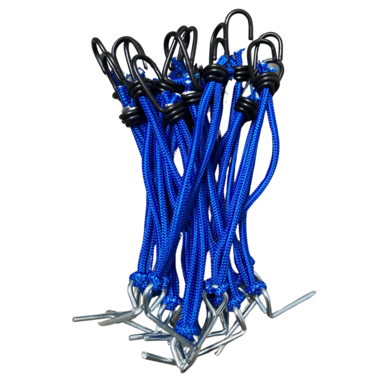 Elástico para lona de piscina com pinos e ganchos